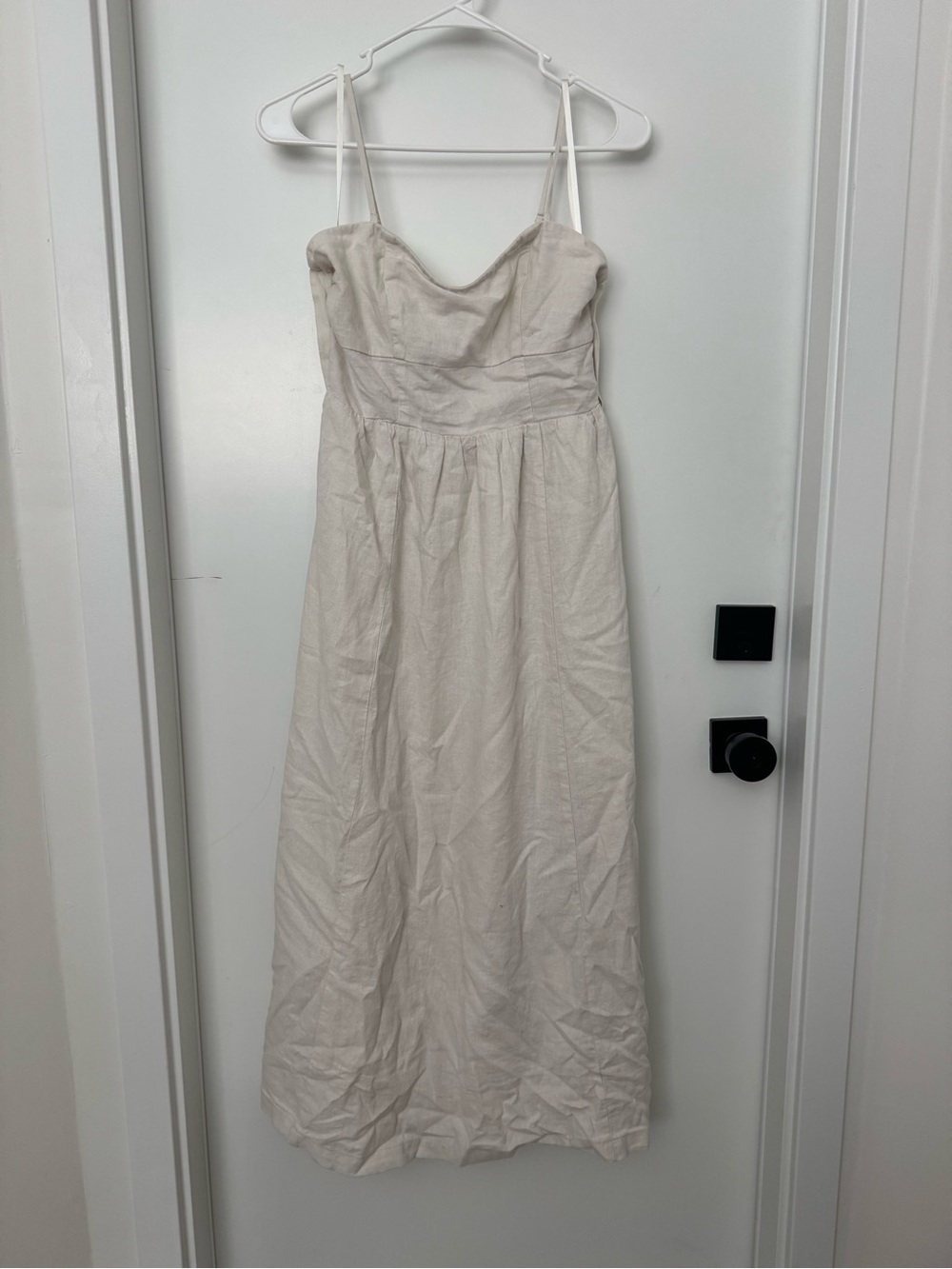American Eagle Outfitters Cream Spaghetti Strap Midi Dress